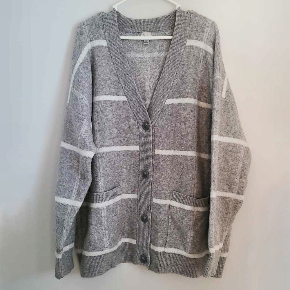 A NEW DAY Striped Oversized Button Front Cardigan - XL